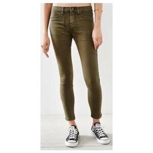 Army Green BDG Urban Outfitters Moto Mid Waisted Pocket Ankle Zip Skinny Jean 27